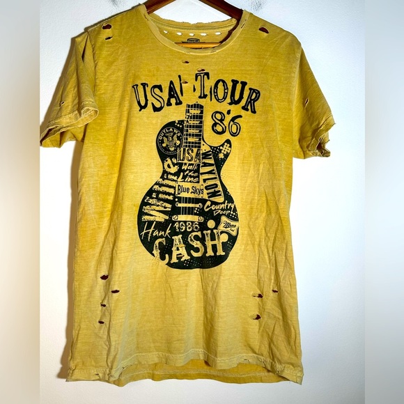 USA Tour 86 Distressed Yellow Graphic Tee - Picture 1 of 3
